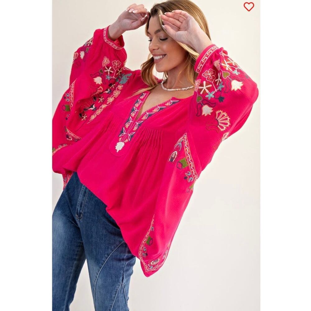Easel - Poly Dobby Embroidered Top - Small - Picture 4 of 5
